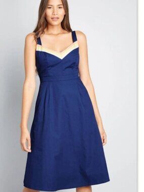 NWT Modcloth "Verve Confirmed" Blue Cotton Dress